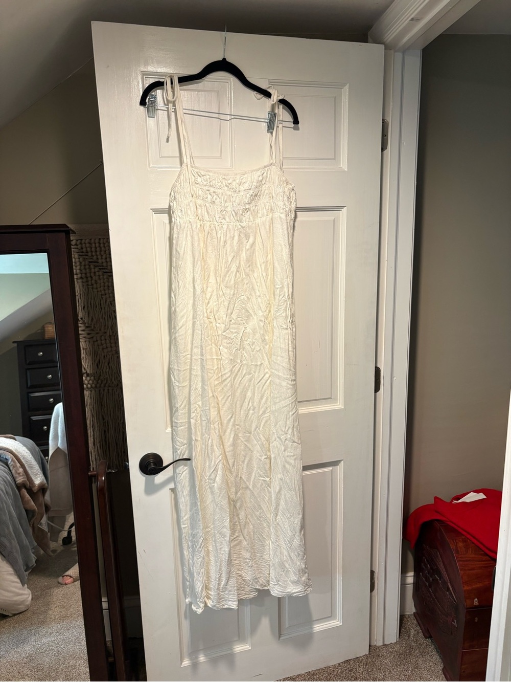 Women's Cream Tie-Shoulder Maxi Dress